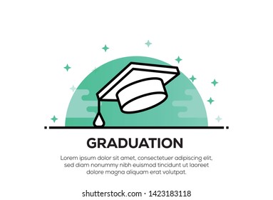 GRADUATION ICON AND ILLUSTRATION CONCEPT