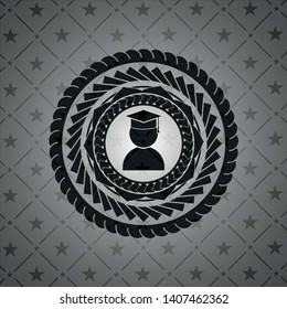 graduation icon inside black badge