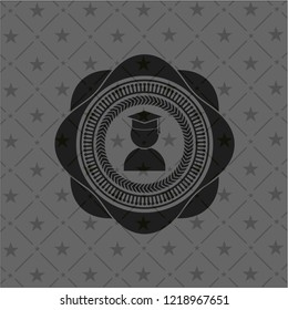 graduation icon inside black emblem