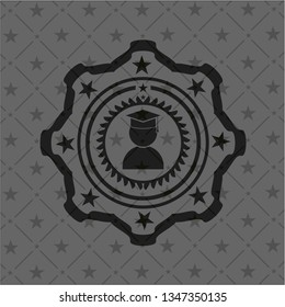graduation icon inside black emblem