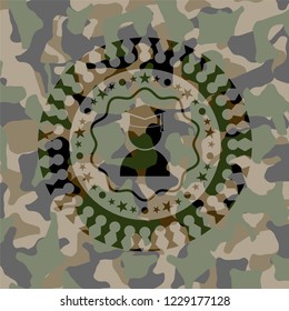 graduation icon inside camouflage texture
