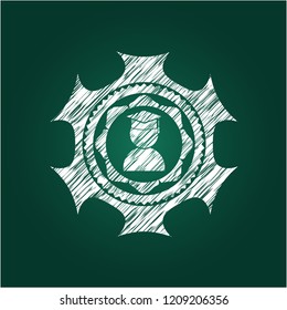 graduation icon inside chalk emblem