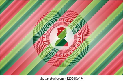 graduation icon inside christmas badge.