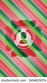 graduation icon inside christmas emblem.