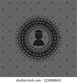graduation icon inside dark badge or emblem