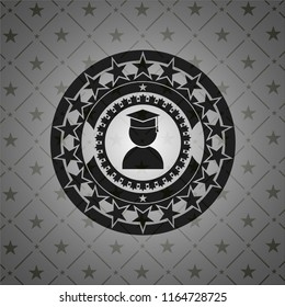 graduation icon inside dark emblem. Retro