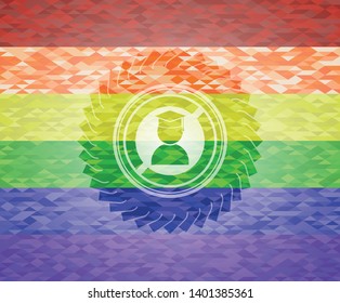 graduation icon inside lgbt colors emblem 