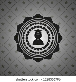 graduation icon inside realistic black emblem