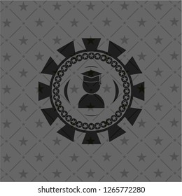 graduation icon inside realistic black emblem