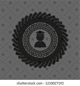 graduation icon inside realistic dark emblem