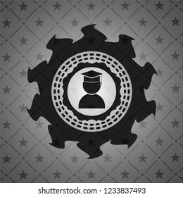 graduation icon inside realistic dark emblem