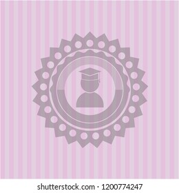 graduation icon inside realistic pink emblem