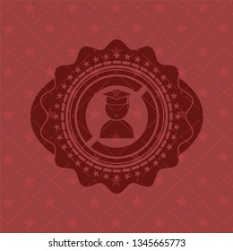 graduation icon inside realistic red emblem