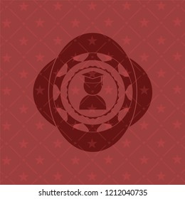graduation icon inside red emblem