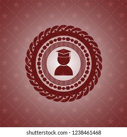 graduation icon inside red icon or emblem