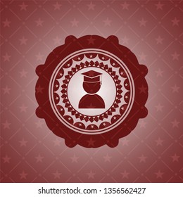 graduation icon inside red icon or emblem