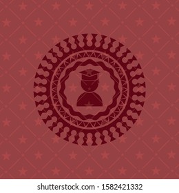 graduation icon inside red icon or emblem