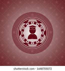 Graduierungssymbol in rotem Emblem. Jahrgang.