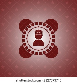 graduation icon inside red icon or emblem. 