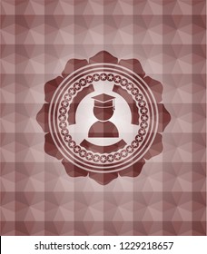 graduation icon inside red geometric emblem. Seamless.
