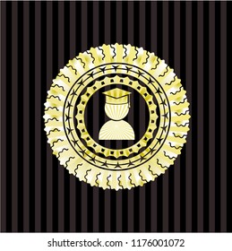 graduation icon inside shiny emblem