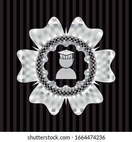 graduation icon inside silver shiny emblem