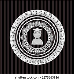 graduation icon inside silvery shiny emblem
