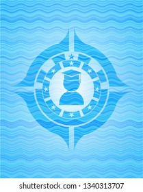 graduation icon inside water concept badge.