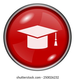 Graduation icon. Internet button on white background. 