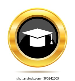 Graduation icon. Internet button on white background. EPS10 vector.
