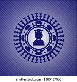 graduation icon with jean texture
