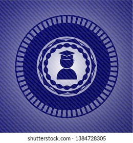 graduation icon with jean texture