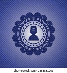 graduation icon with jean texture