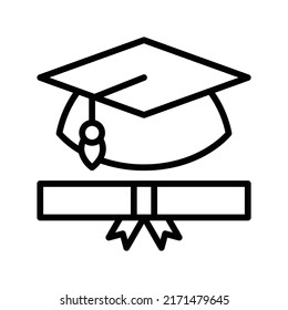 Graduation Icon. Line Art Style Design Isolated On White Background
