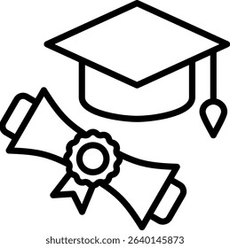 Graduation Icon Line Vector Illustration