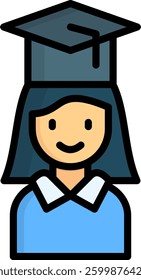 Graduation Icon Lineal Color Vector Illustration
