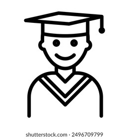 Graduation icon linear logo mark in black and white