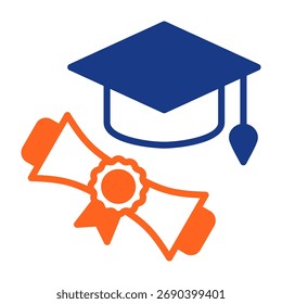Graduation Icon Mixed Color Vector Illustration