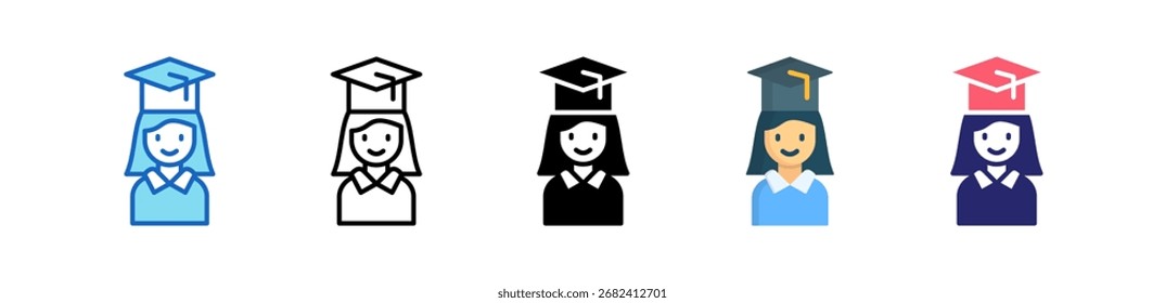 Coleção De Conjuntos De Estilos Múltiplos De Ícone De Graduação.
