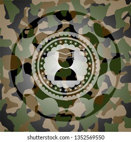 graduation icon on camouflage pattern