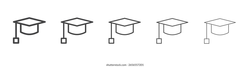 Icono de graduación Vector de ilustración de esquema