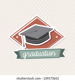 graduation icon over vintage background vector illustration