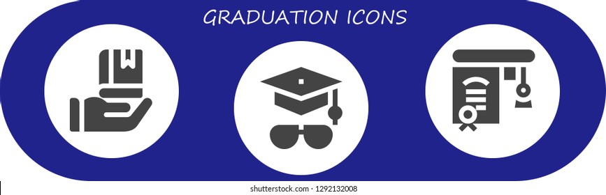 graduation icon set. 3 filled graduation icons. Simple modern icons about  - Education, Mortarboard