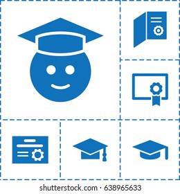 Graduation icon. set of 6 graduation filled icons such as graduate emoji