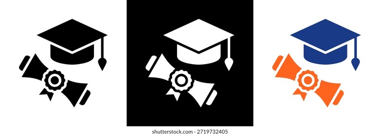 Conjunto de iconos de graduación Ilustración vectorial de glifo