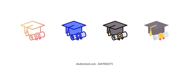 Graduation Icon set multiple style collection