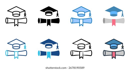 Conjunto de iconos de graduación colección de estilo múltiple 
