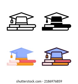 Colección de estilos de conjunto de iconos de graduación