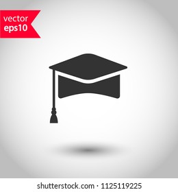 Graduation icon. Student hat vector icon. Studio background. EPS 10 flat sign.