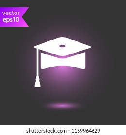 Graduation icon. Student hat vector sign. 
 EPS 10 flat symbol